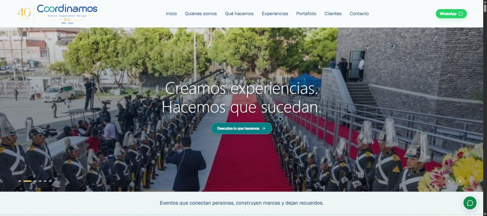 Captura real del sitio Coordinamos