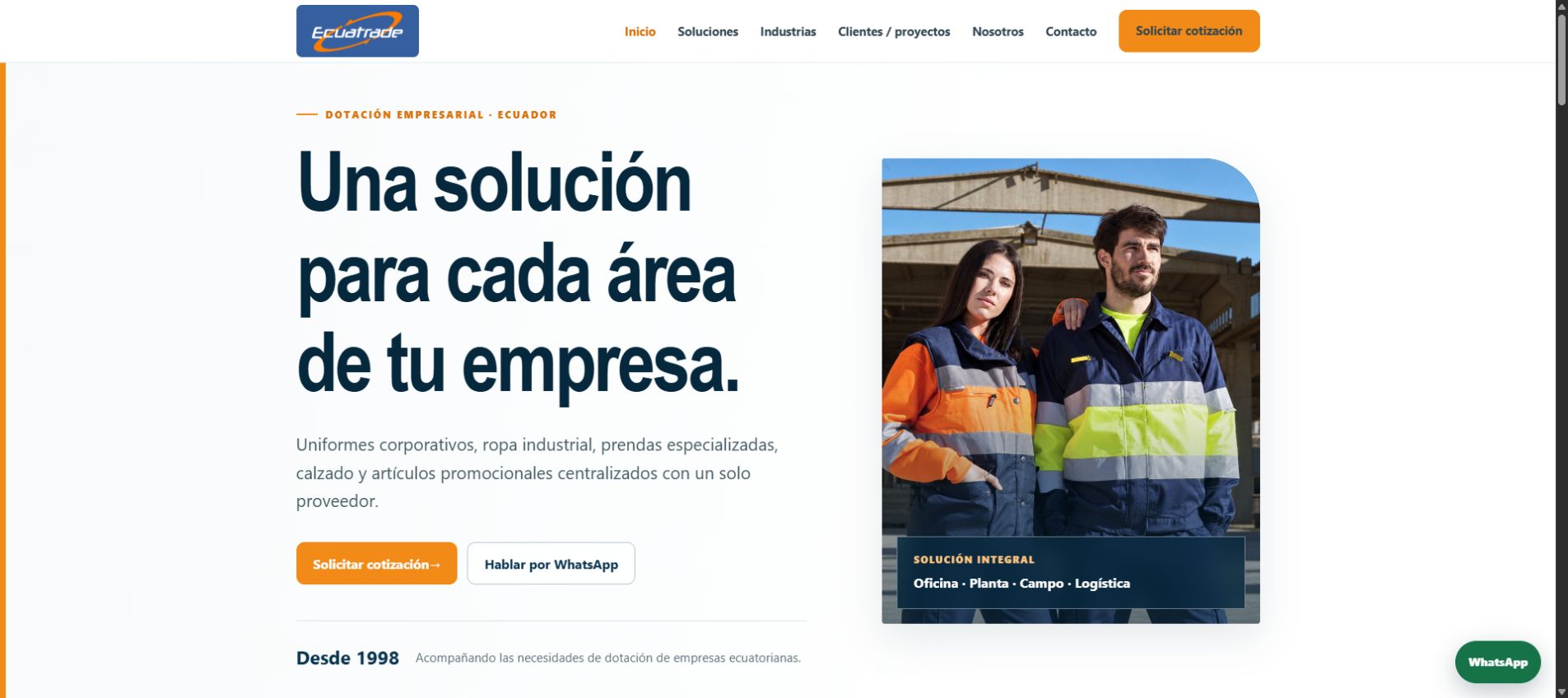 Captura real del sitio Ecuatrade