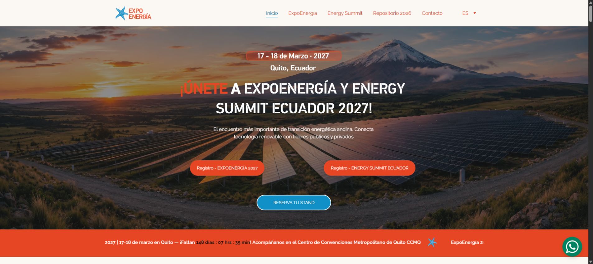 Captura real del sitio ExpoEnergía